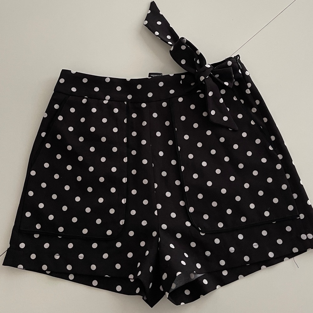 Aqua Black Polka Dot Tie-Waist Women’s Shorts